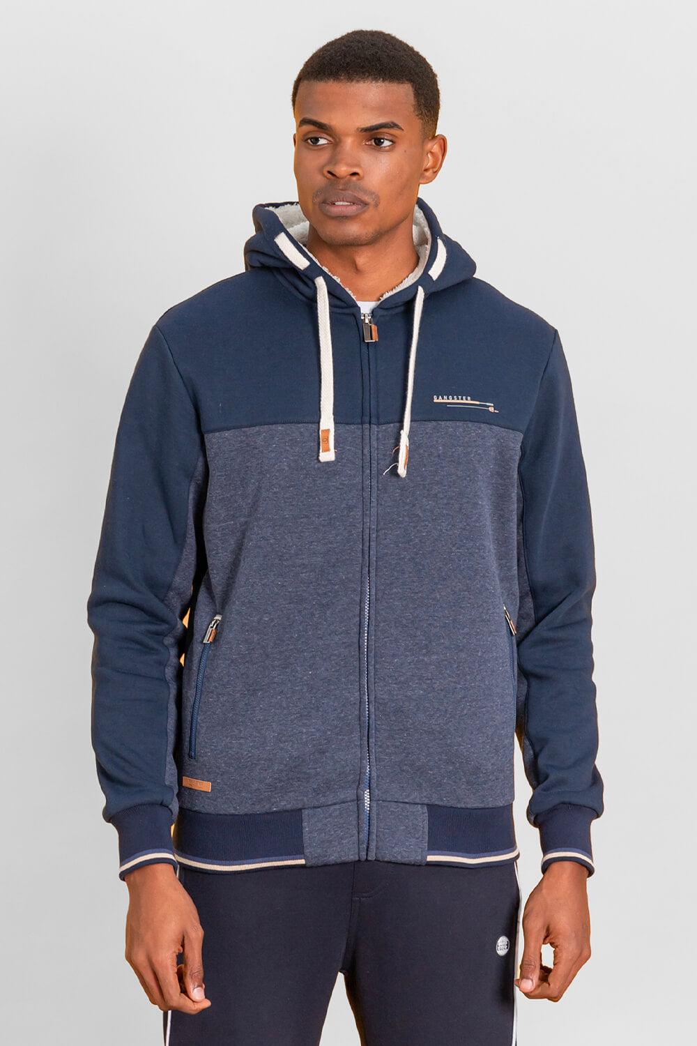 Polerón Full Zipper Fleece Cord Azul Gangster - Gangster