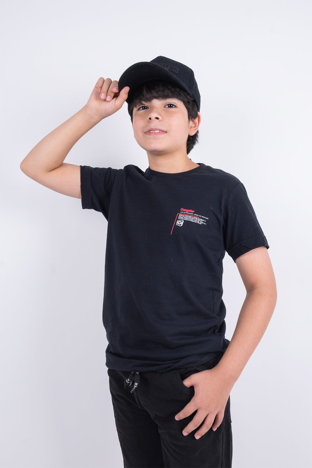 Teen Polera Mc Básica Tab Negro Gangster