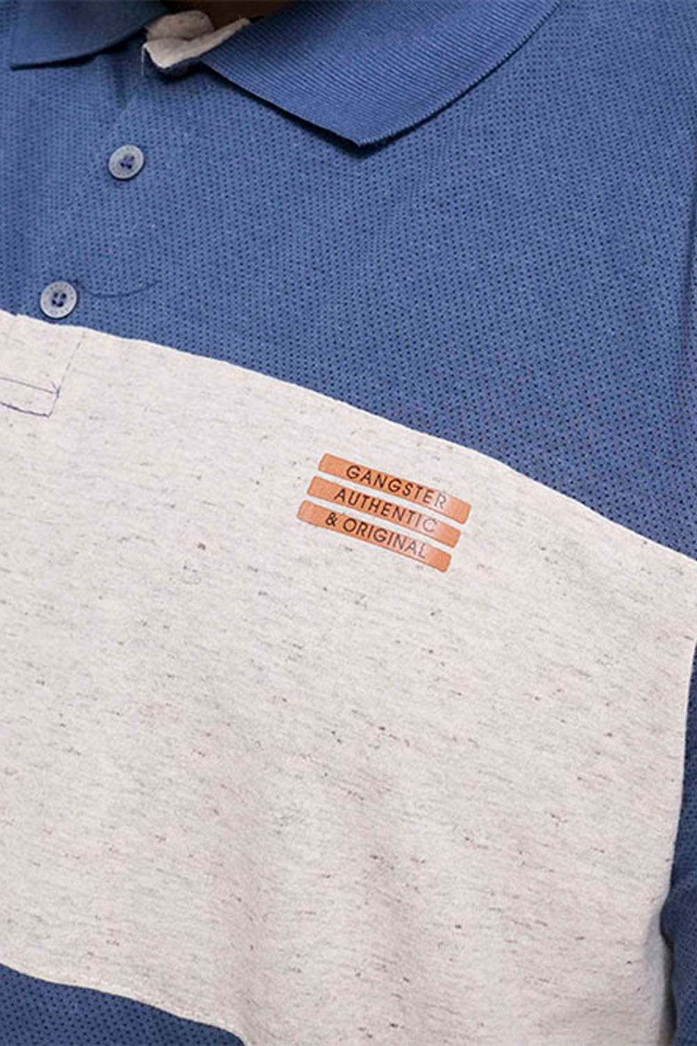 Plus Polera Cuello Destroy Azul Gangster