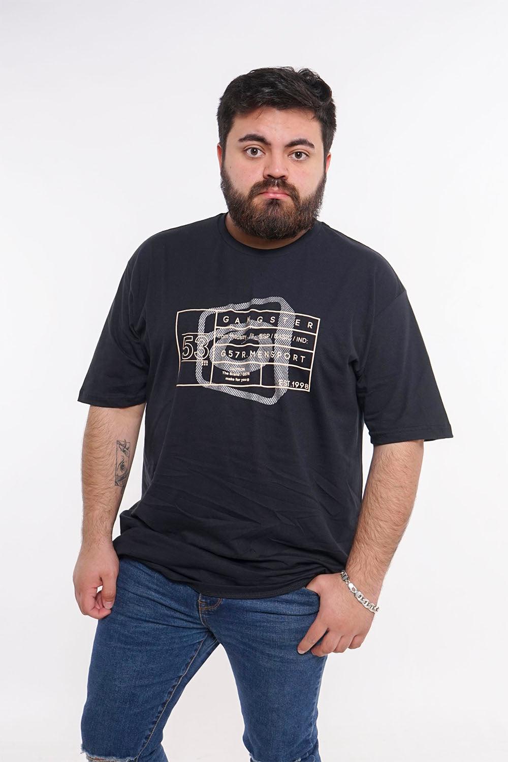 Plus Polera Mc Básica Caut Negro Gangster - Gangster