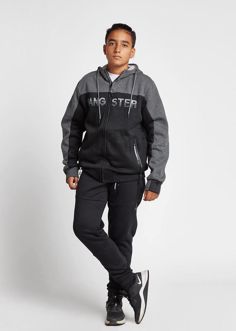 Teen Poleron Zip Hoodie Pionner Negro Gangster - Gangster