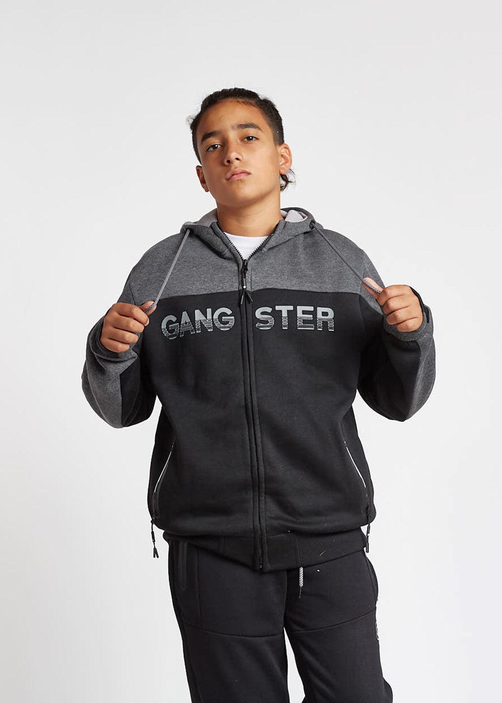 Teen Poleron Zip Hoodie Pionner Negro Gangster - Gangster