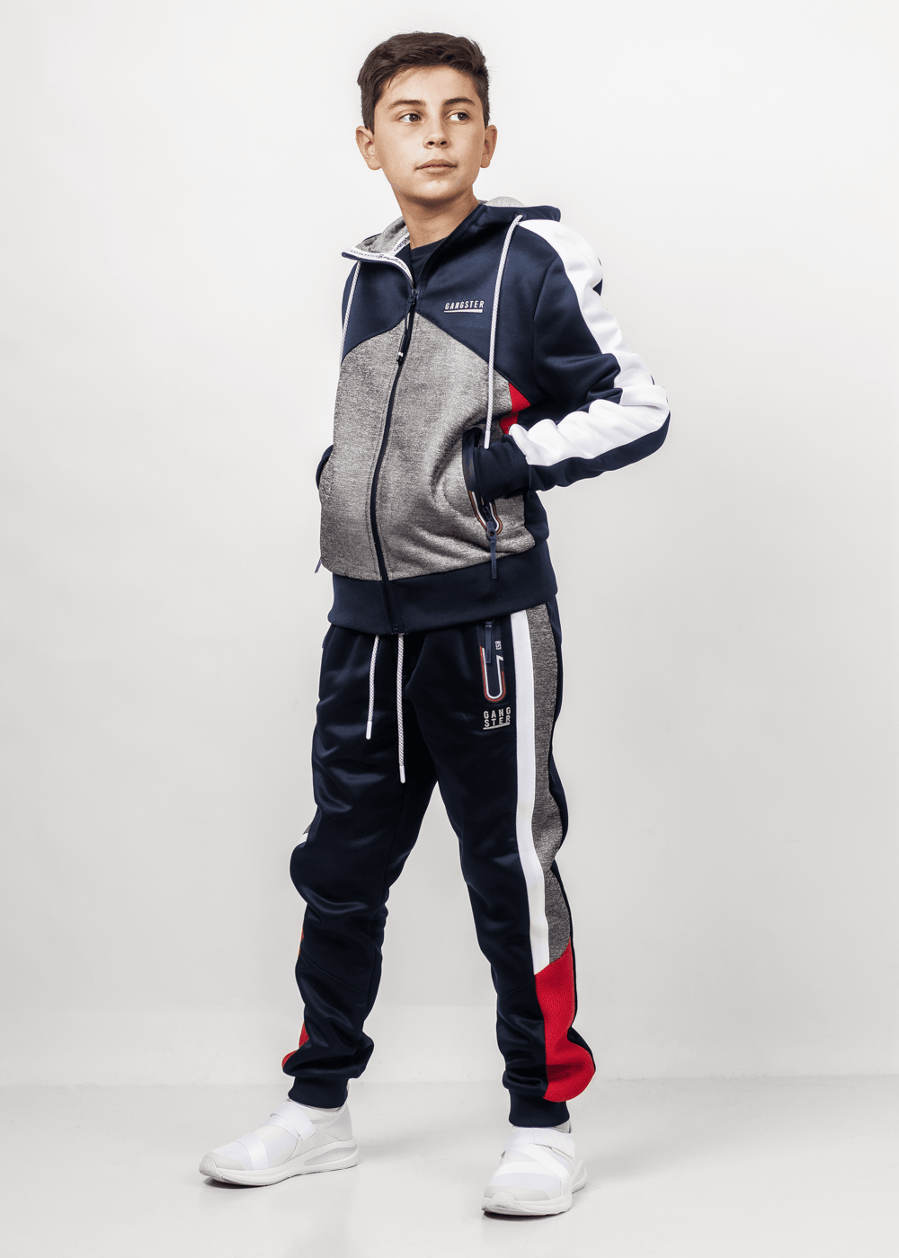 Teen Poleron Active Hoodie Ring Azul Gangster - Gangster