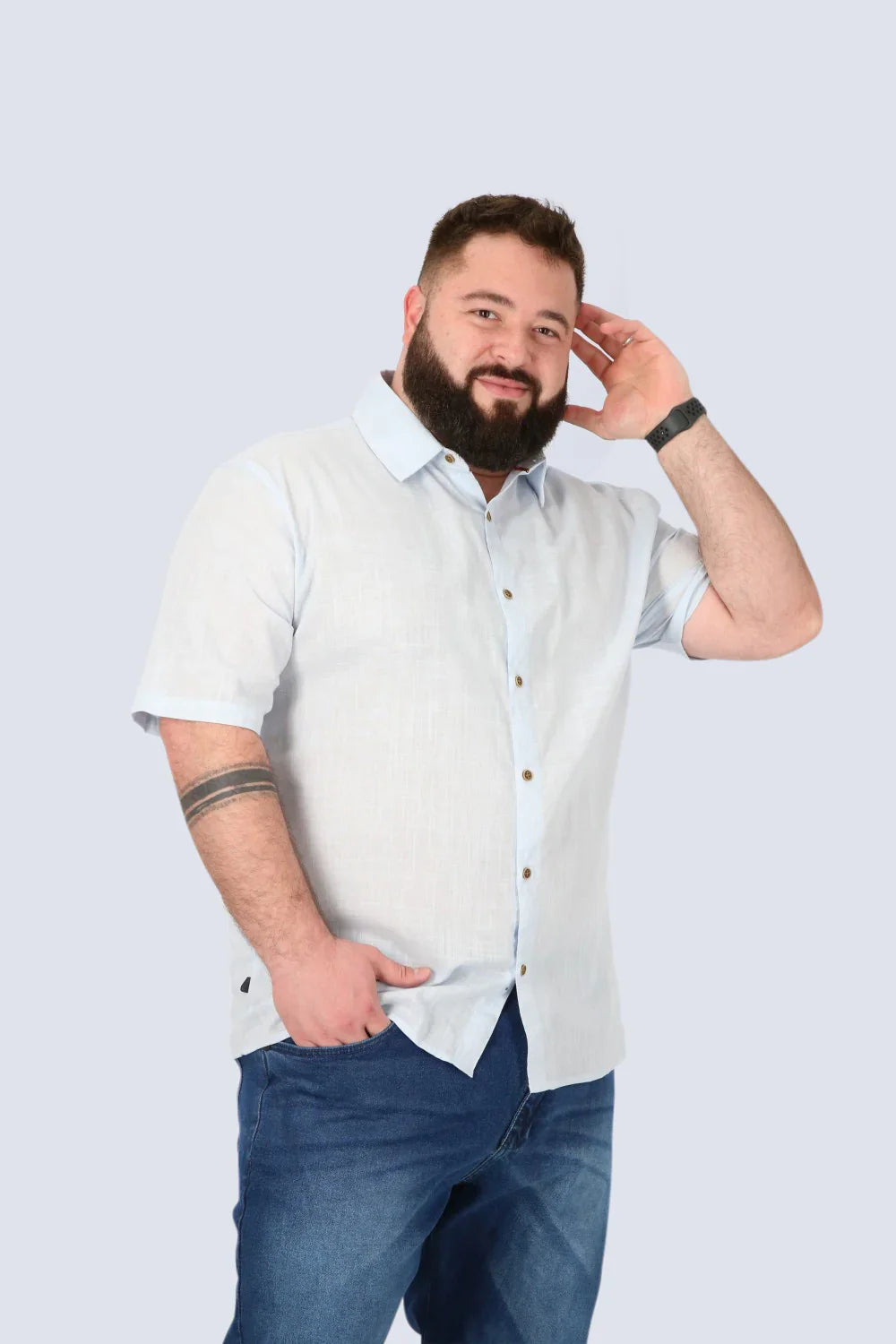 Plus Camisa Mc Algodón Pinhal Celeste Gangster - Gangster