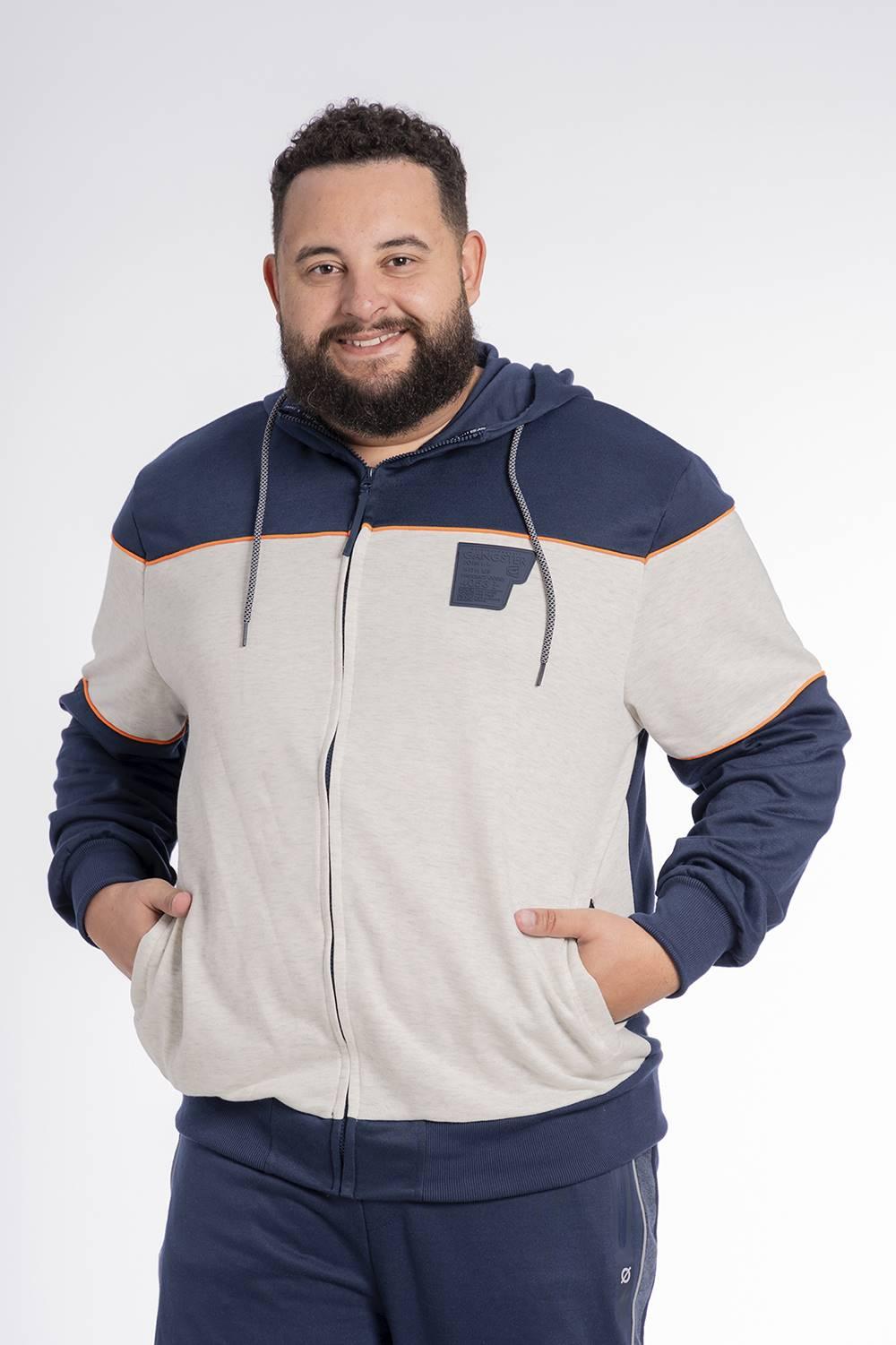 Plus Poleron Full Zipper Evolution Azul - Gangster