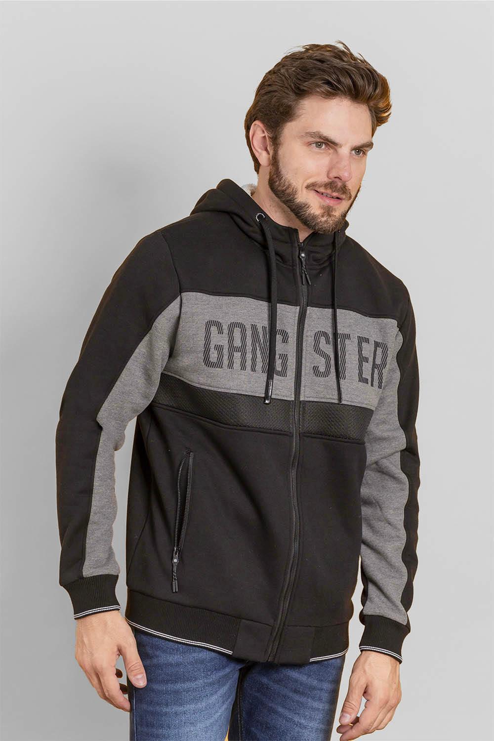 Polerón Full Zipper Sherpa Layer Negro Gangster - Gangster