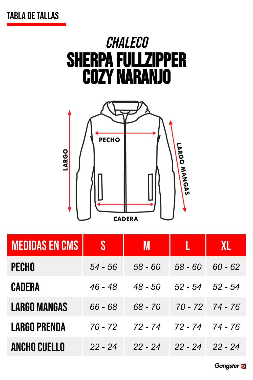 Chaleco Sherpa Full Zipper Cozy Naranjo Gangster