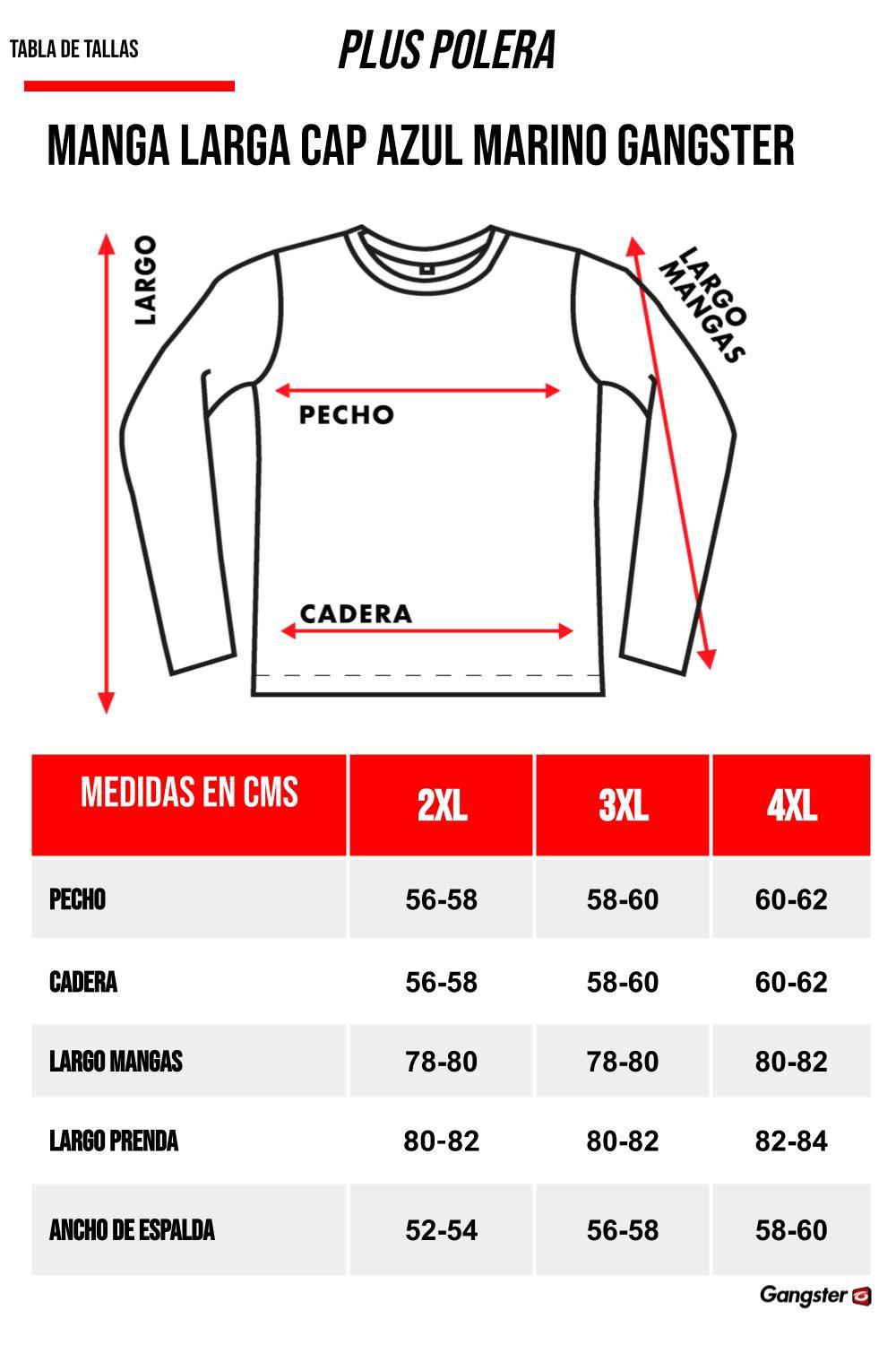 Plus Polera Manga Larga Cap Azul Marino Gangster - Gangster