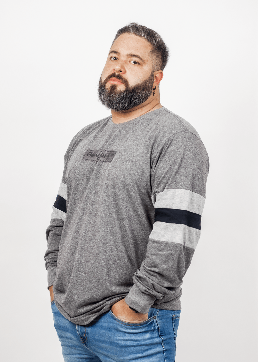 Plus Polera Manga Larga Cap Gris Gangster - Gangster