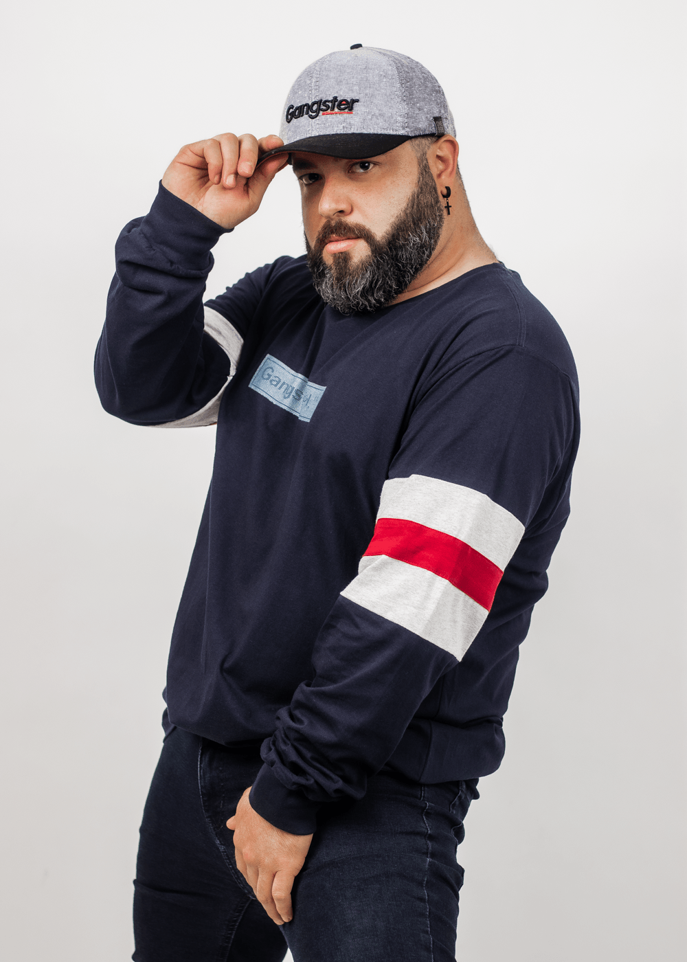 Plus Polera Manga Larga Cap Azul Marino Gangster - Gangster