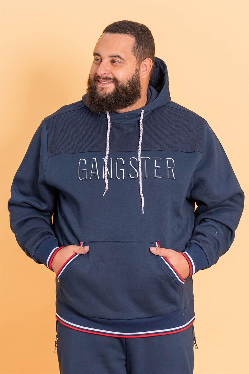 Polerón Hoddie Fleece Elaborate Azul Gangster - Gangster