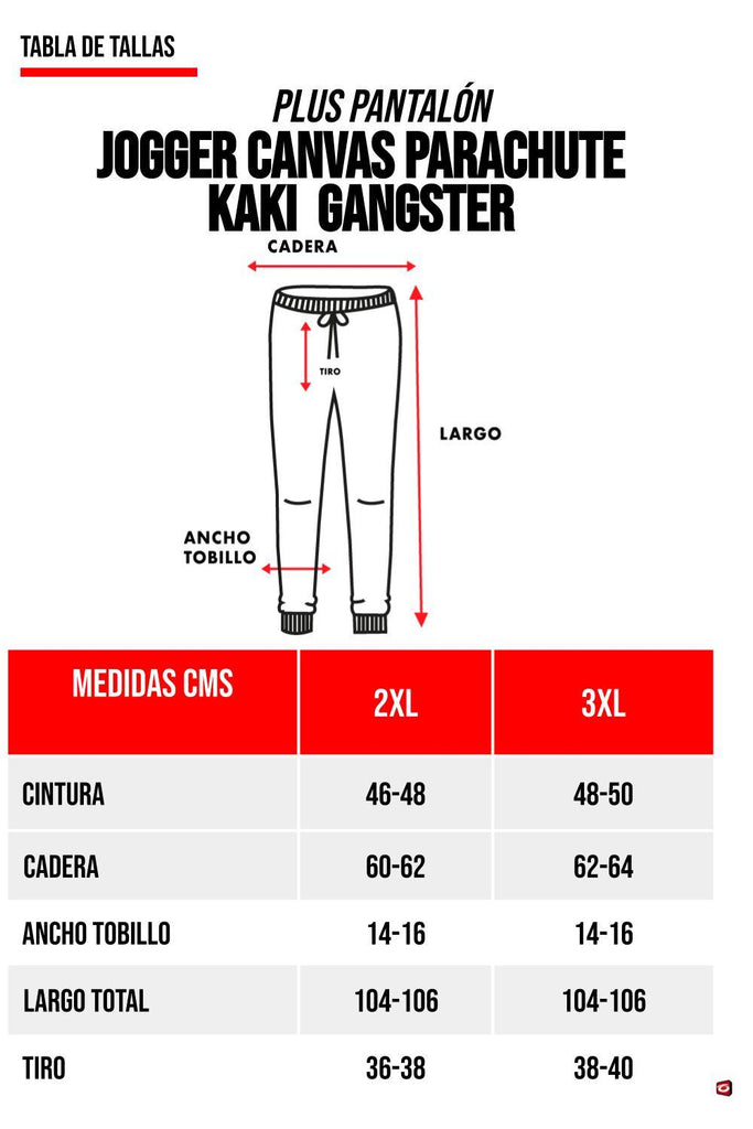 Plus Pantalon Jogger Canvas Parachute Kaki Gangster