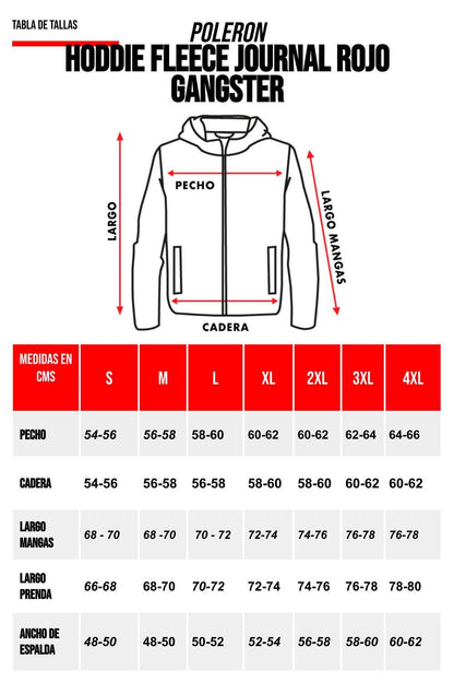 Polerón Hoodie Fleece Journal Rojo Gangster - Gangster
