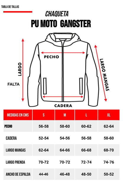 Chaqueta PU Moto Negro Gangster - Gangster