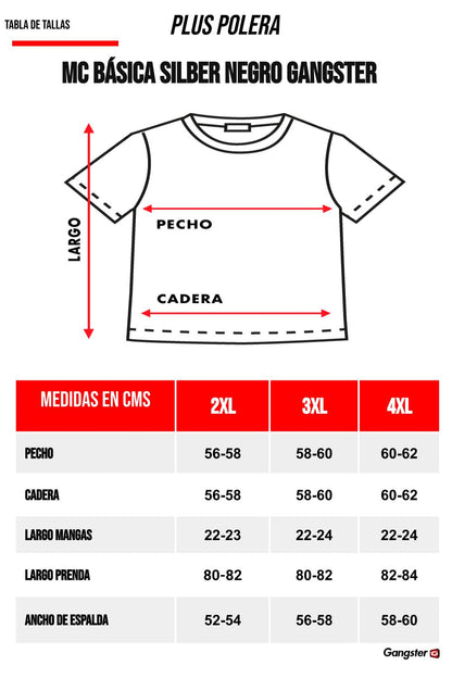 Plus Polera Mc Básica Silber Negro Gangster