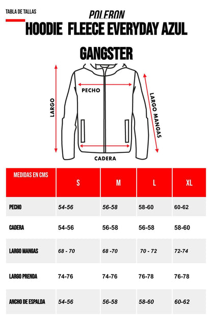 Polerón Hoodie Fleece Everyday Azul Gangster - Gangster