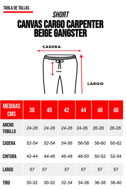 Short Canvas Cargo Carpenter Beige Gangster