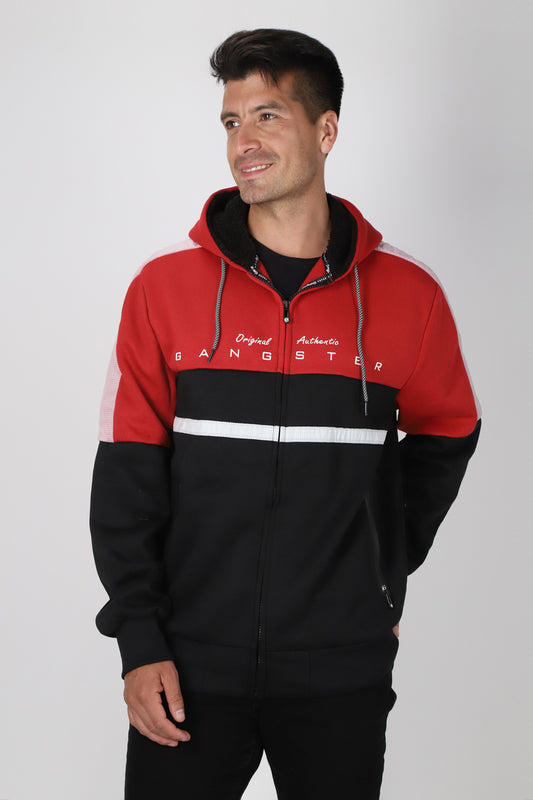 Poleron Full Zipper Evolve Negro Gangster