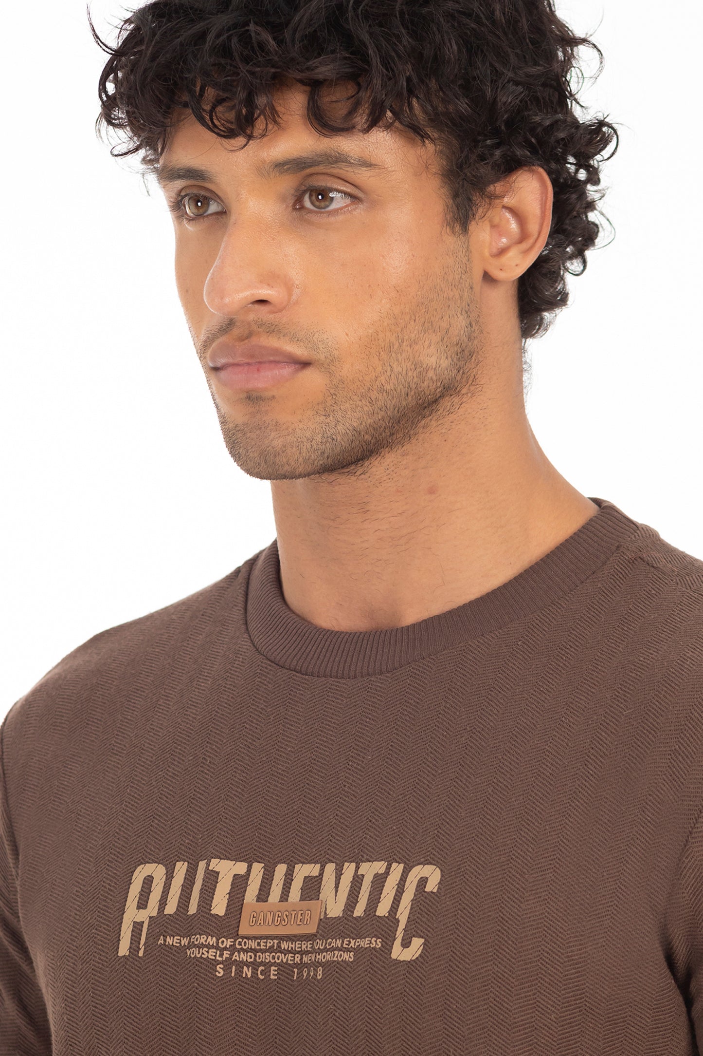 Polera Mc Textura Bedford Café Oscuro