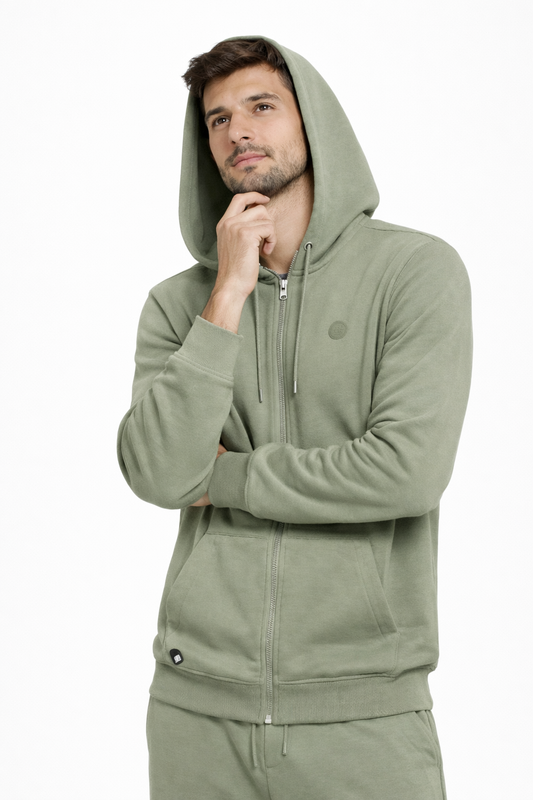 Poleron Fullzipper Step Verde Oliva