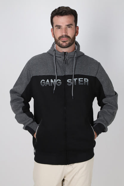 Poleron Full Zipper Finder Negro Gangster