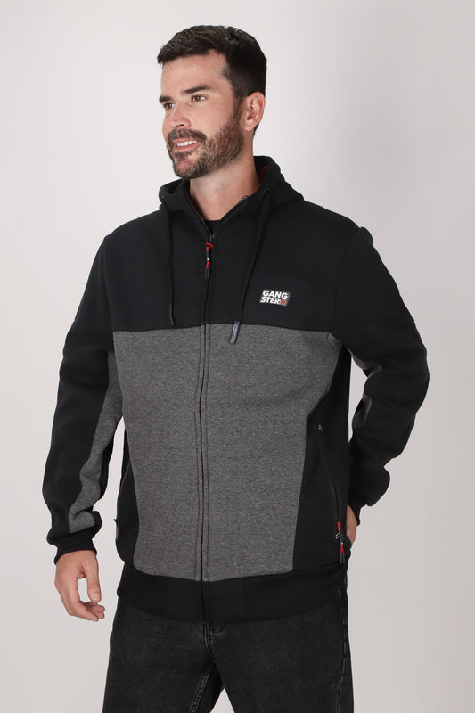 Polerón Full Zipper Fleece Nitty Negro Gangster