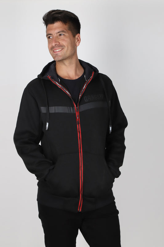 Poleron Full Zipper Cozy Negro Gangster