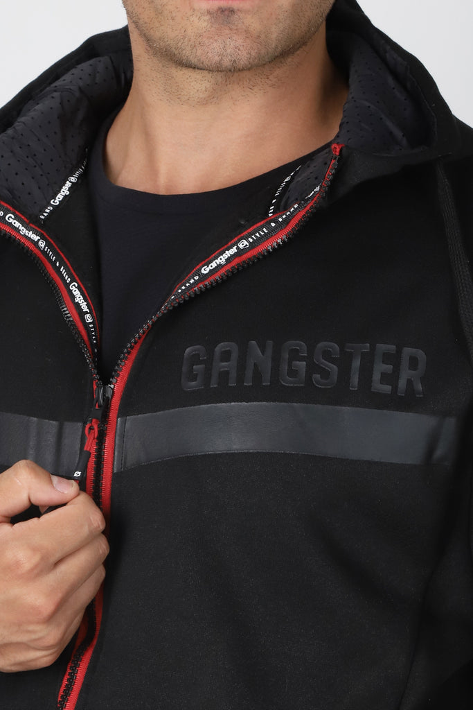 Poleron Full Zipper Cozy Negro Gangster