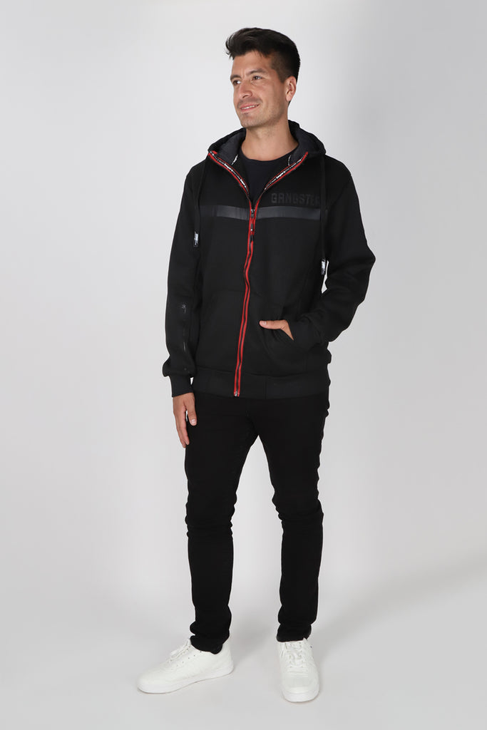 Poleron Full Zipper Cozy Negro Gangster