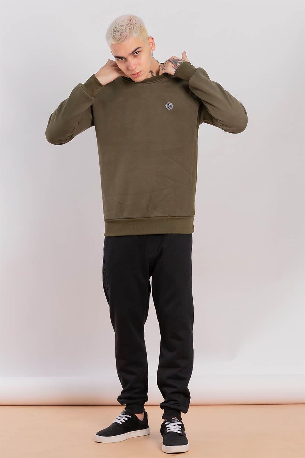 Polerón Crew Fleece Crucial Verde Gangster - Gangster