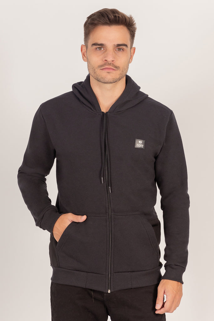 Poleron Full Zipper Fleece Titan  Negro Overcore