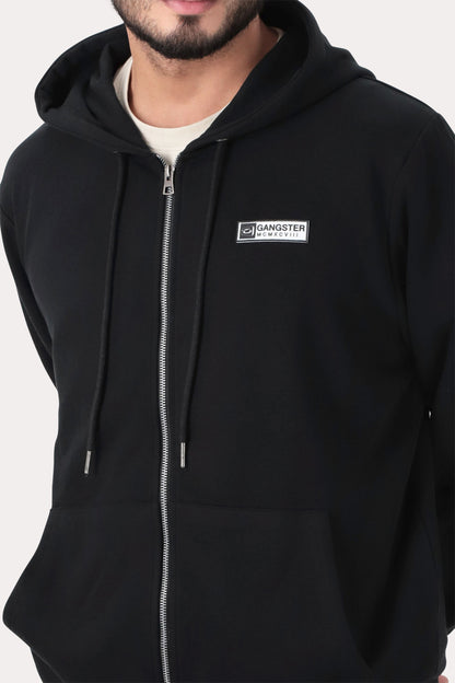 Poleron Full Zipper Fleece Logan Negro