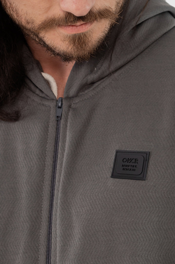 Poleron Full Zipper Fleece Peace  Gris Overcore