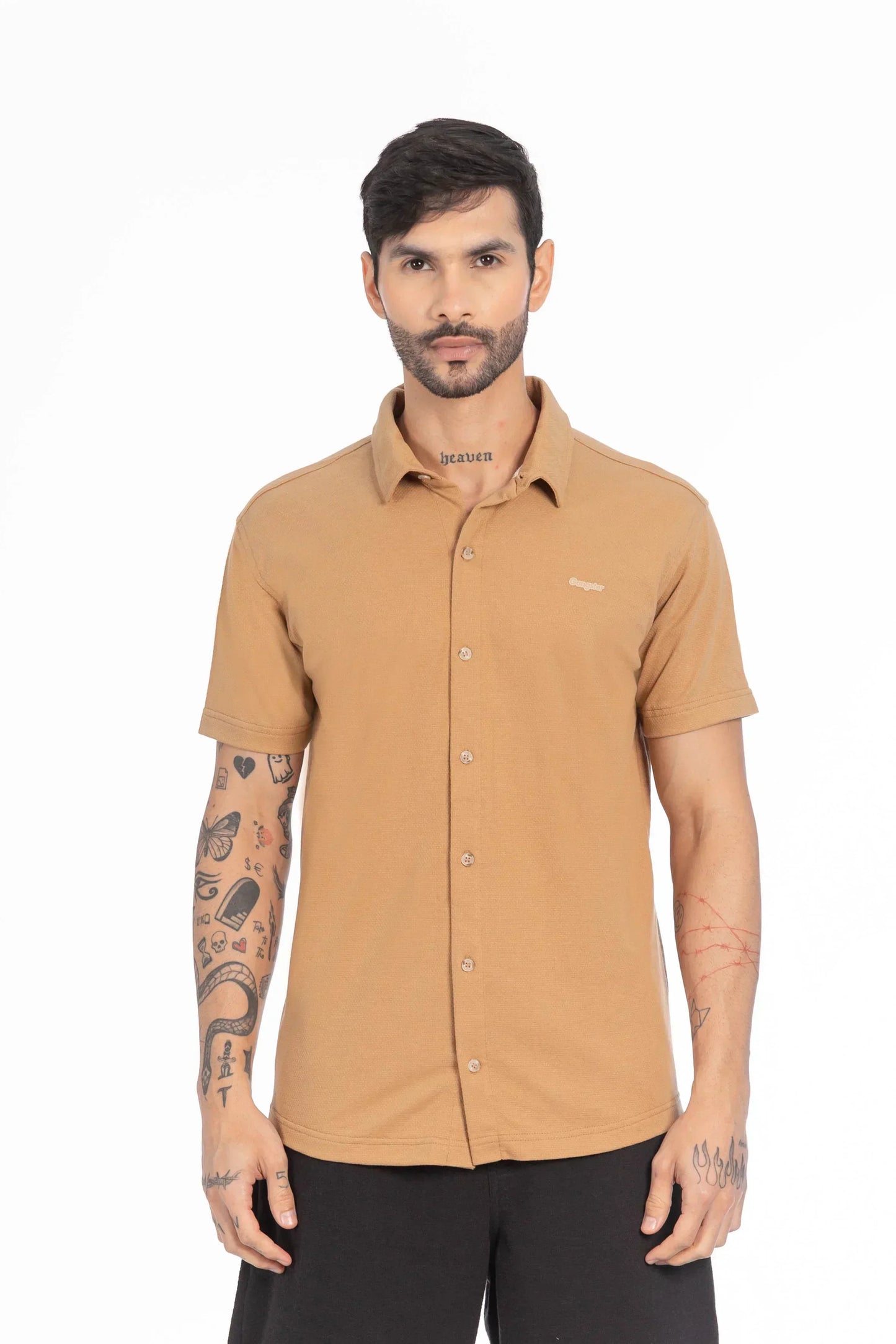Camisa Camisa Textura Howard Café Claro