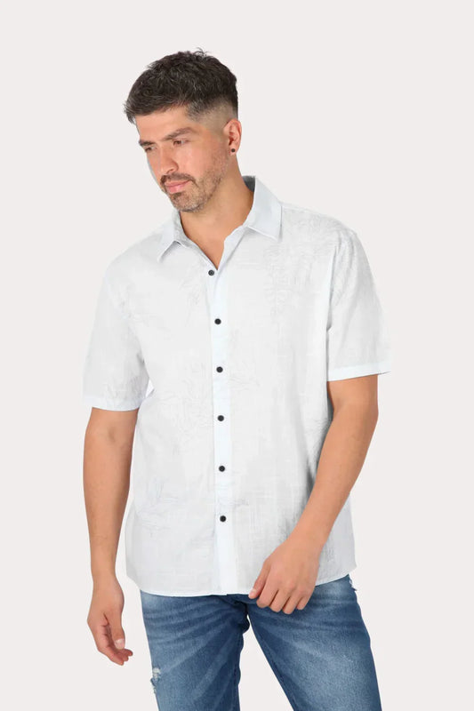 Camisa Mc Algodón Pina Celeste Gangster