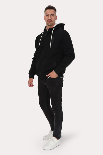 Poleron Full Zipper Jacquard Sherpa Nebula Negro Gangster