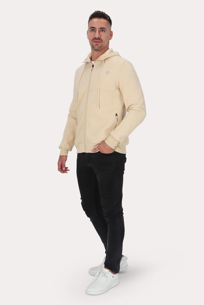 Poleron Full Zipper Fleece Daily Beige Gangster