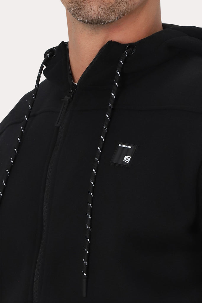 Poleron Full Zipper Fleece Block Negro Gangster