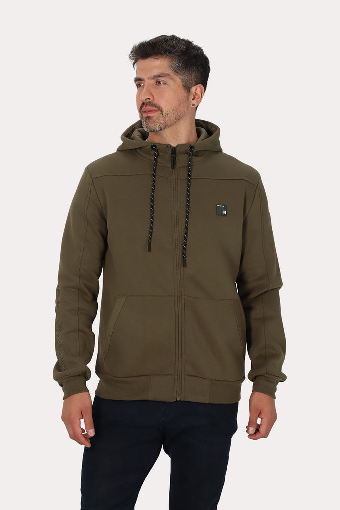 Poleron Full Zipper Fleece Block Verde Gangster