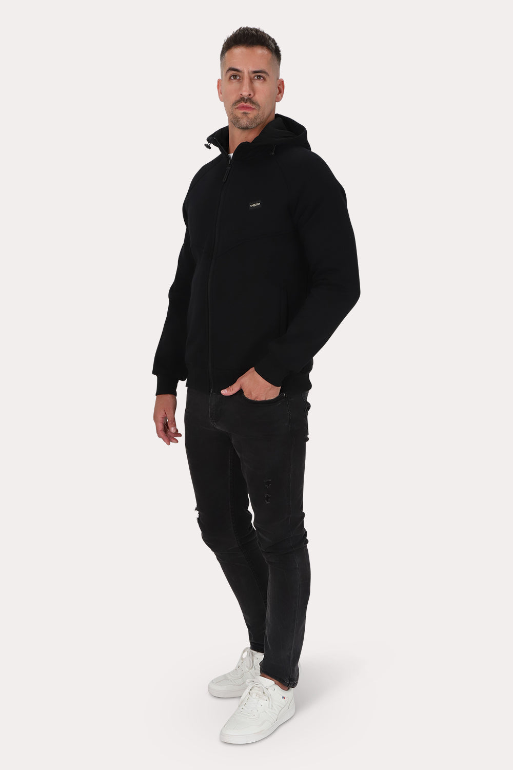 Poleron Full Zipper Fleece Route Negro Gangster