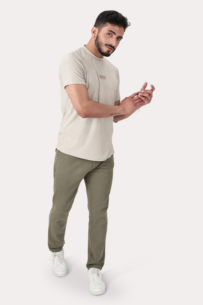 Plus Pantalon Canvas Liso Keele Verde Militar