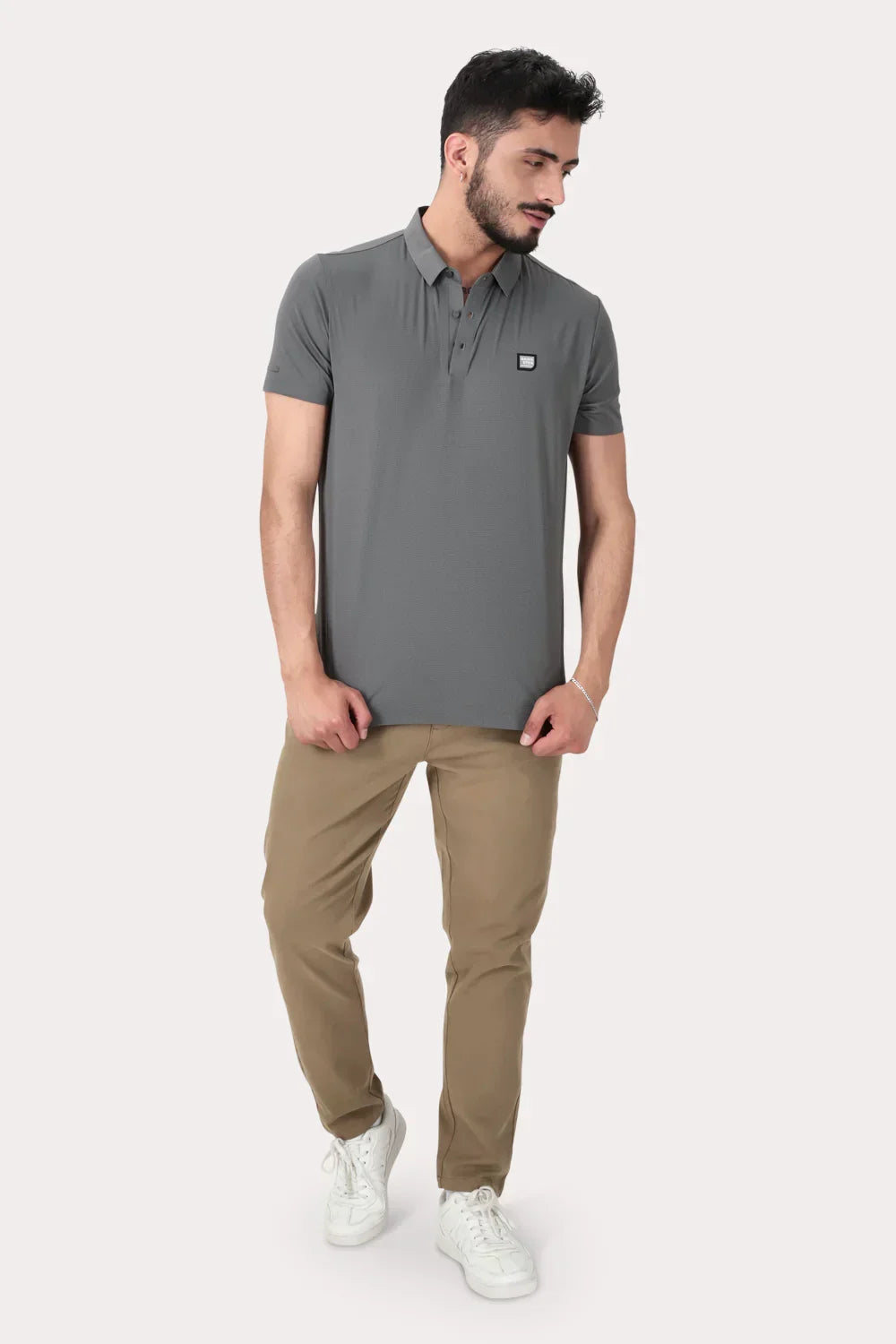 Polera Polo Poliamida Seneca Gris - Gangster