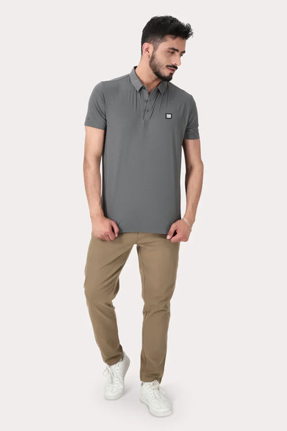 Polera Polo Poliamida Seneca Gris - Gangster