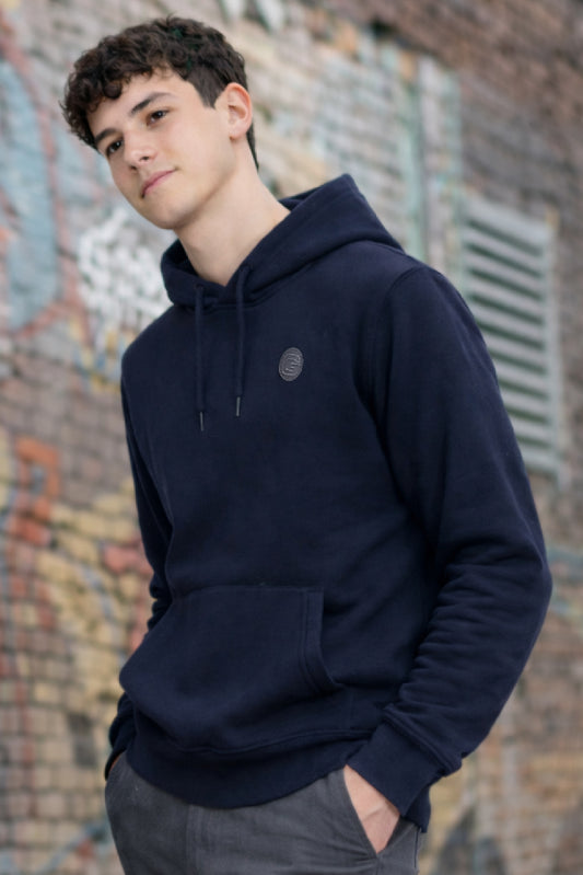 Polerón Hoodie Fleece Base Azul Marino