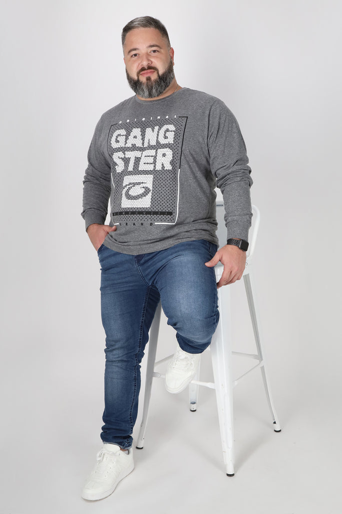 Plus Polera Manga Larga Fore Gris Gangster