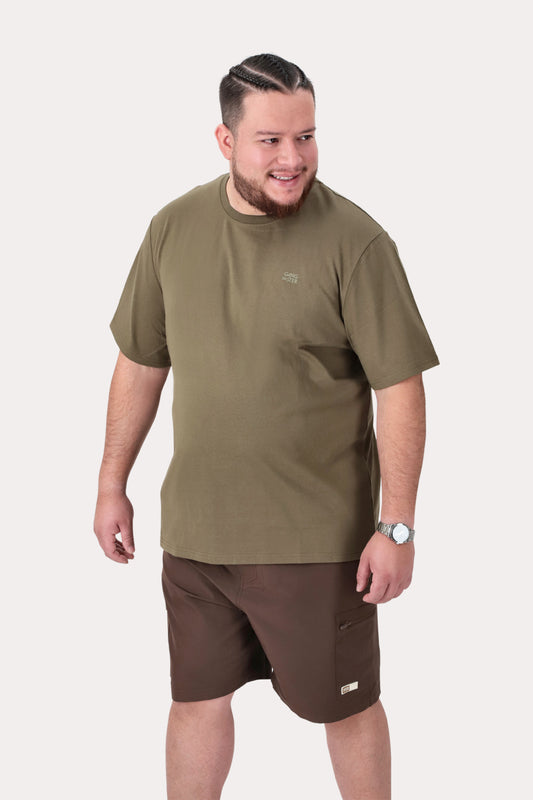 Plus Polera MC Basica Colombus Verde Militar