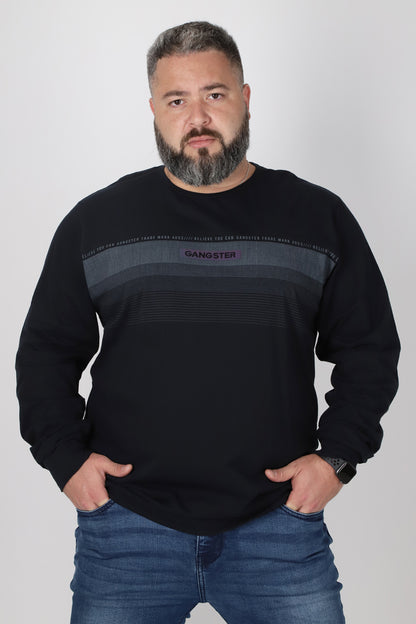 Plus Polera Manga Larga Link Negro Gangster