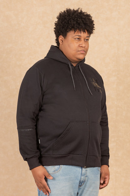 Plus Poleron Full Zipper Fleece Ouut Negro Gangster
