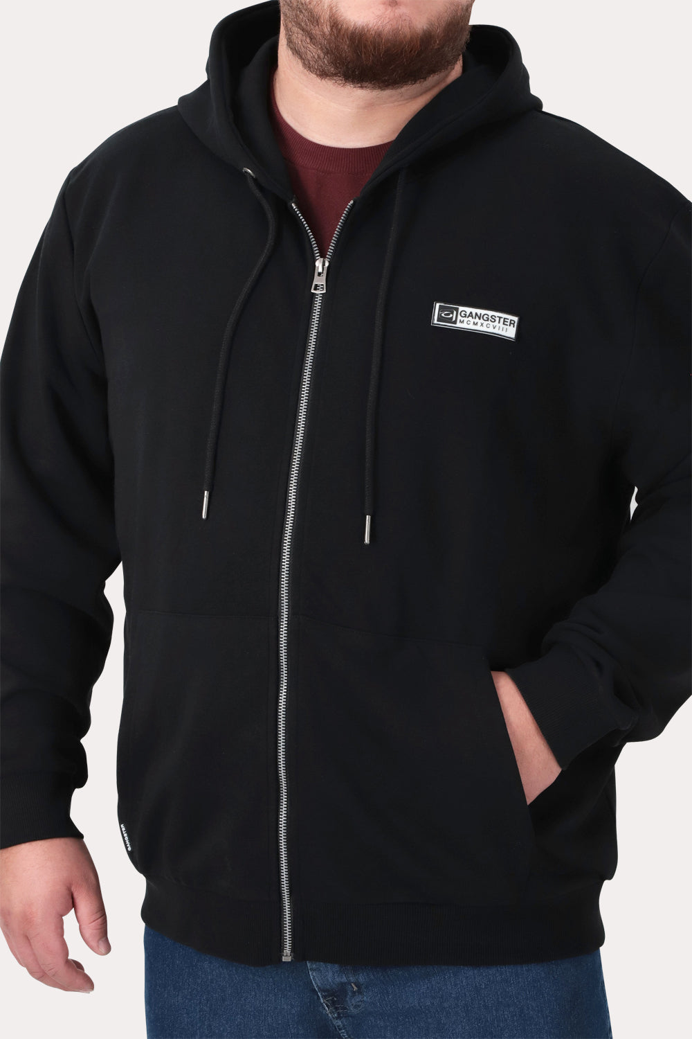 Plus Poleron Fullziper Fleece Logan Negro
