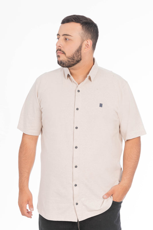 Plus Camisa Camisa Textura Berri Beige